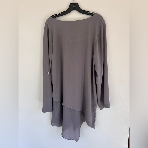 SOFT SURROUNDINGS Asymmetric Mayfair Tunic Top Lagenlook Boho Art Wear Gray Sz L - Picture 14 of 15